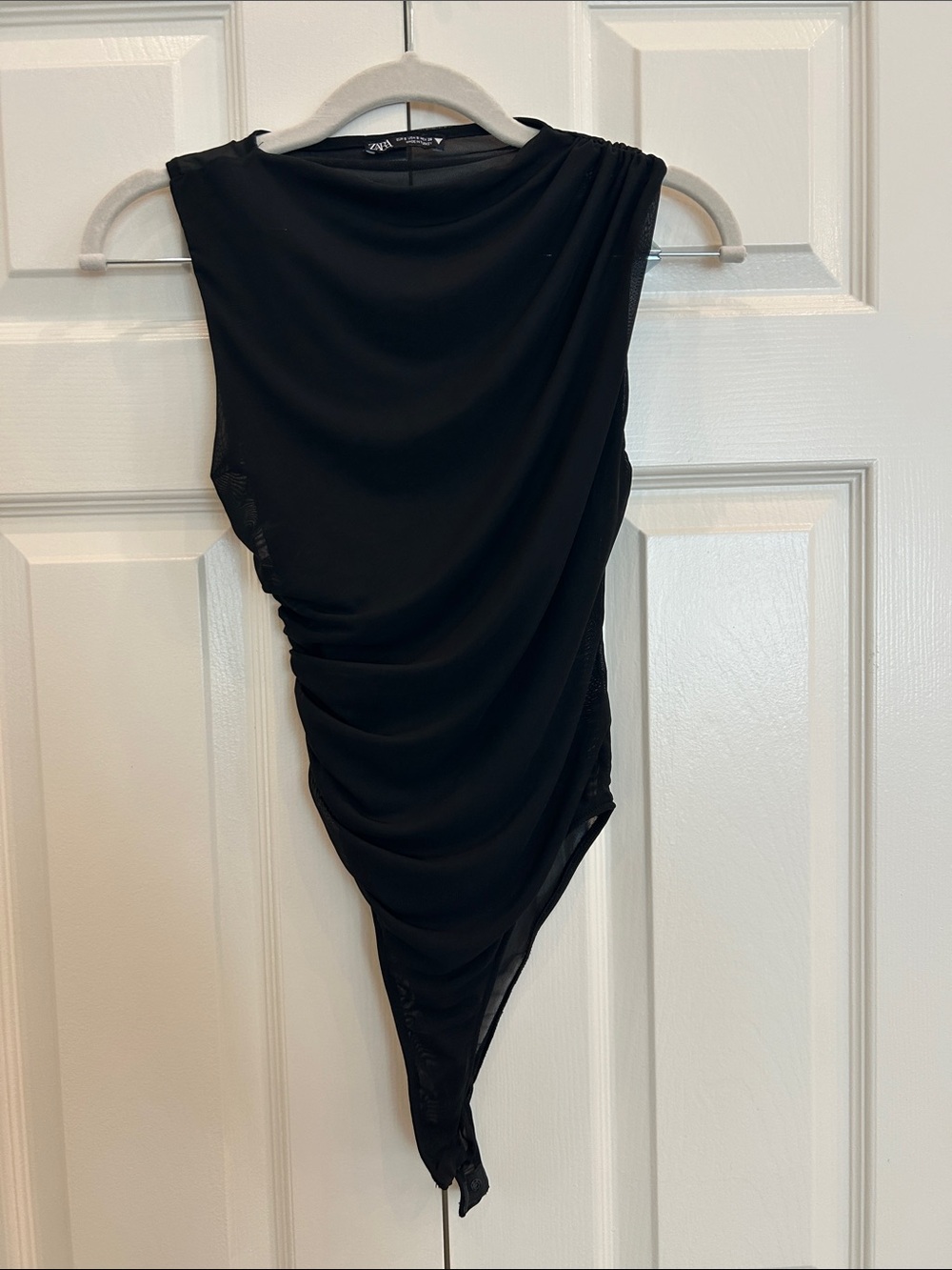 Zara Black Asymmetric Draped Kids One-Piece Bodysuit